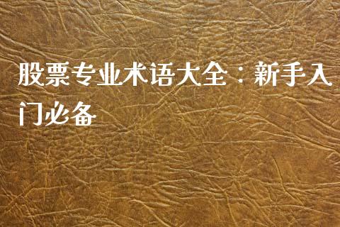 股票专业术语大全：新手入门必备_https://m.letulww.com_期货开户保证金_第1张
