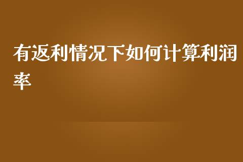 有返利情况下如何计算利润率_https://m.letulww.com_期货交易策略_第1张