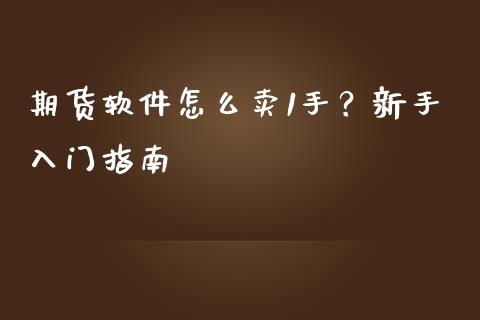 期货软件怎么卖1手？新手入门指南_https://m.letulww.com_股指期货交易时间_第1张