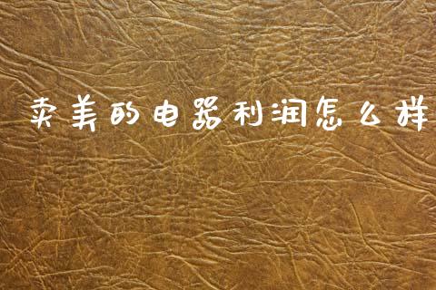 卖美的电器利润怎么样_https://m.letulww.com_期货开户保证金_第1张