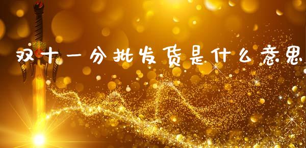 双十一分批发货是什么意思_https://m.letulww.com_股指期货交易时间_第1张