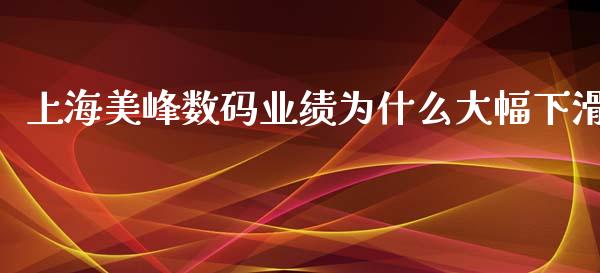 上海美峰数码业绩为什么大幅下滑_https://m.letulww.com_股指期货交易时间_第1张