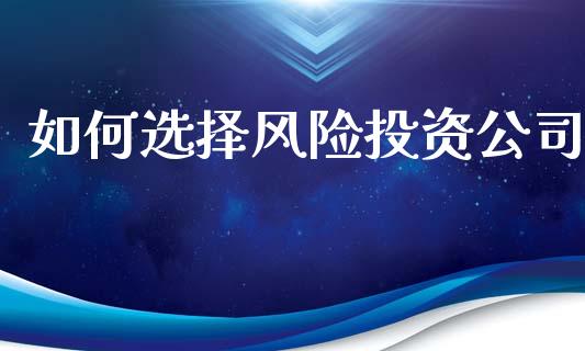 如何选择风险投资公司_https://m.letulww.com_股指期货交易时间_第1张