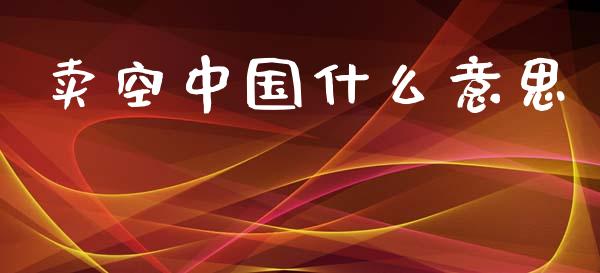 卖空中国什么意思_https://m.letulww.com_期货交易软件_第1张