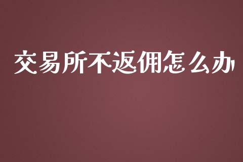 交易所不返佣怎么办_https://m.letulww.com_期货交易策略_第1张