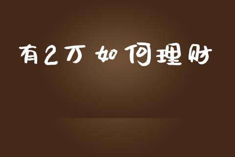 有2万如何理财_https://m.letulww.com_期货交易软件_第1张