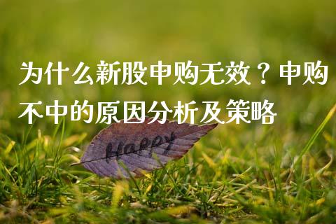 为什么新股申购无效？申购不中的原因分析及策略_https://m.letulww.com_期货交易策略_第1张