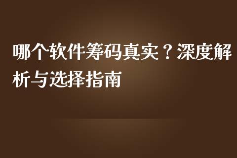 哪个软件筹码真实？深度解析与选择指南_https://m.letulww.com_期货交易策略_第1张