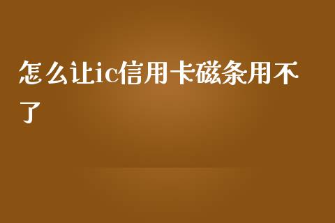 怎么让ic信用卡磁条用不了_https://m.letulww.com_期货开户保证金_第1张