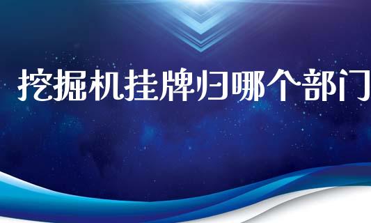挖掘机挂牌归哪个部门_https://m.letulww.com_股指期货交易时间_第1张