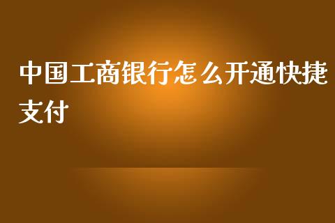 中国工商银行怎么开通快捷支付_https://m.letulww.com_期货交易策略_第1张