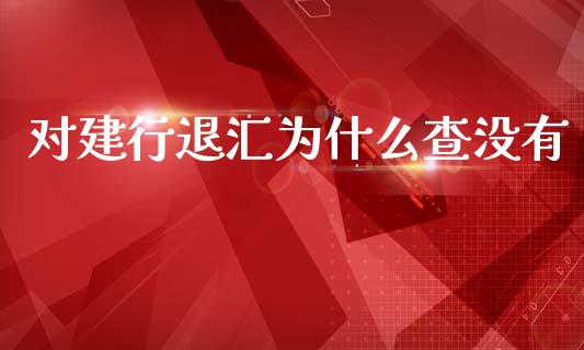 对建行退汇为什么查没有_https://m.letulww.com_期货开户保证金_第1张
