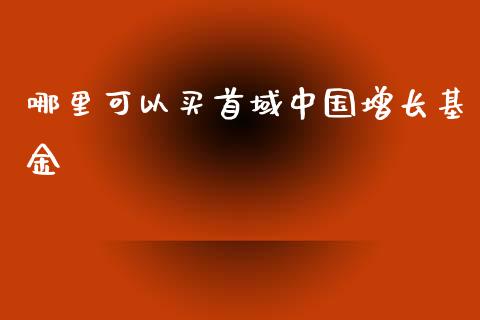 哪里可以买首域中国增长基金_https://m.letulww.com_股指期货交易时间_第1张
