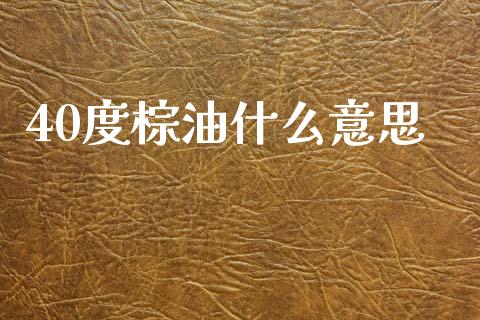 40度棕油什么意思_https://m.letulww.com_股指期货交易时间_第1张
