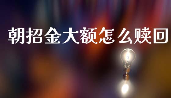 朝招金大额怎么赎回_https://m.letulww.com_期货交易策略_第1张