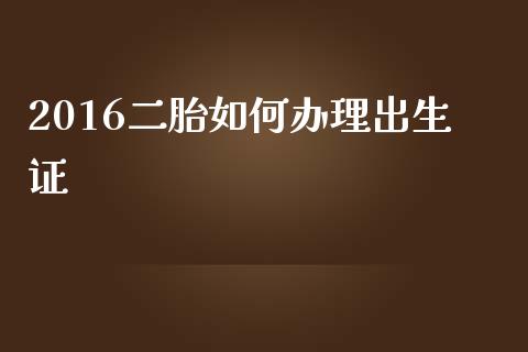 2016二胎如何办理出生证_https://m.letulww.com_期货交易策略_第1张