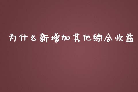 为什么新增加其他综合收益_https://m.letulww.com_期货交易策略_第1张