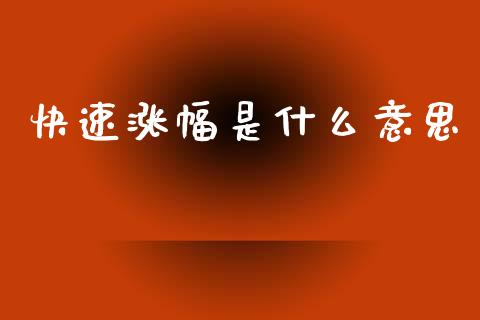 快速涨幅是什么意思_https://m.letulww.com_期货开户保证金_第1张
