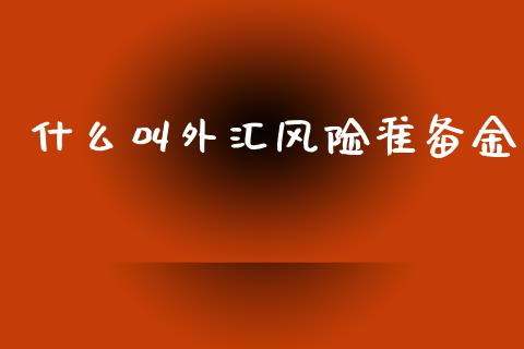 什么叫外汇风险准备金_https://m.letulww.com_期货交易策略_第1张