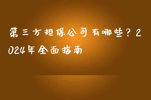 第三方担保公司有哪些？2024年全面指南_https://m.letulww.com_股指期货交易时间_第1张