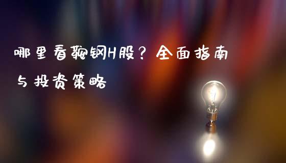 哪里看鞍钢H股？全面指南与投资策略_https://m.letulww.com_期货交易软件_第1张