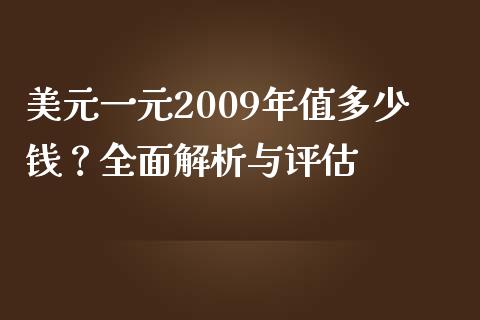 美元一元2009年值多少钱？全面解析与评估_https://m.letulww.com_期货开户保证金_第1张