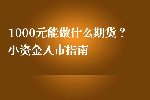 1000元能做什么期货？小资金入市指南_https://m.letulww.com_期货交易策略_第1张