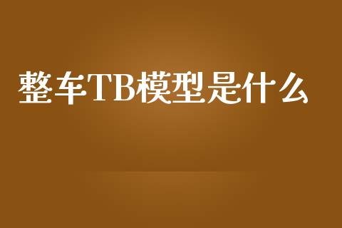 整车TB模型是什么_https://m.letulww.com_期货交易软件_第1张