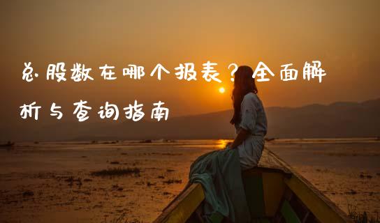 总股数在哪个报表？全面解析与查询指南_https://m.letulww.com_股指期货交易时间_第1张