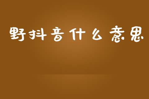 野抖音什么意思_https://m.letulww.com_期货开户保证金_第1张