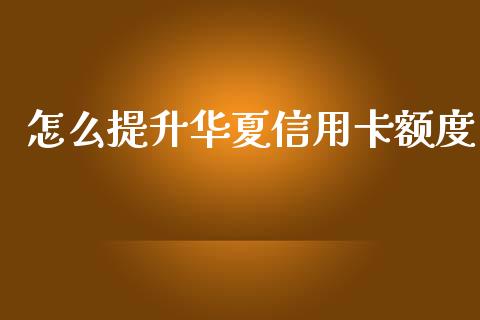 怎么提升华夏信用卡额度_https://m.letulww.com_股指期货交易时间_第1张
