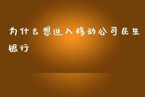 为什么想进入移动公司民生银行_https://m.letulww.com_期货交易策略_第1张