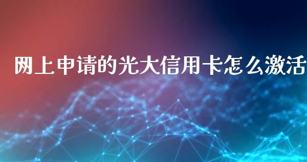 网上申请的光大信用卡怎么激活_https://m.letulww.com_期货开户保证金_第1张