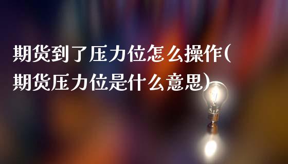 期货到了压力位怎么操作(期货压力位是什么意思)_https://m.letulww.com_期货开户保证金_第1张