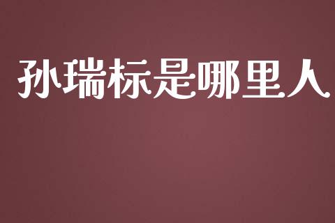 孙瑞标是哪里人_https://m.letulww.com_期货交易策略_第1张