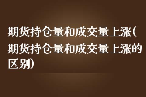 期货持仓量和成交量上涨(期货持仓量和成交量上涨的区别)_https://m.letulww.com_期货开户保证金_第1张