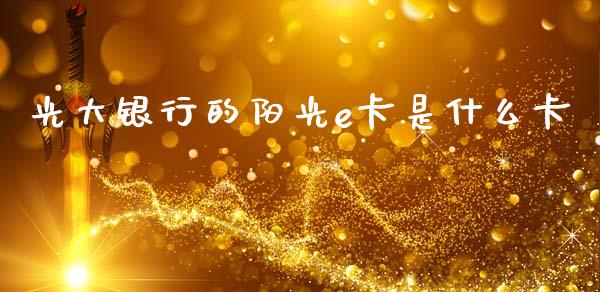 光大银行的阳光e卡是什么卡_https://m.letulww.com_期货交易软件_第1张
