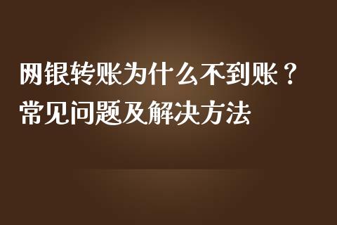 网银转账为什么不到账？ 常见问题及解决方法_https://m.letulww.com_期货开户保证金_第1张