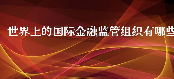 世界上的国际金融监管组织有哪些_https://m.letulww.com_期货交易策略_第1张