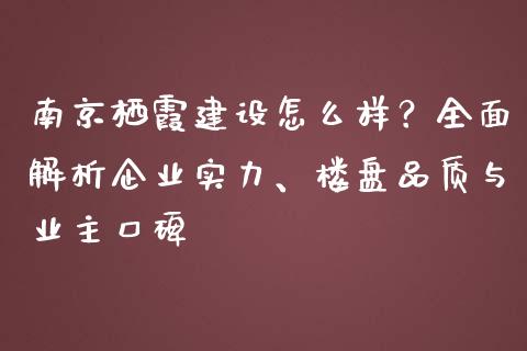 南京栖霞建设怎么样？全面解析企业实力、楼盘品质与业主口碑_https://m.letulww.com_期货开户保证金_第1张