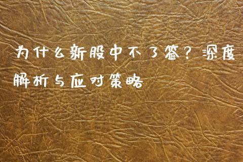 为什么新股中不了签？深度解析与应对策略_https://m.letulww.com_股指期货交易时间_第1张