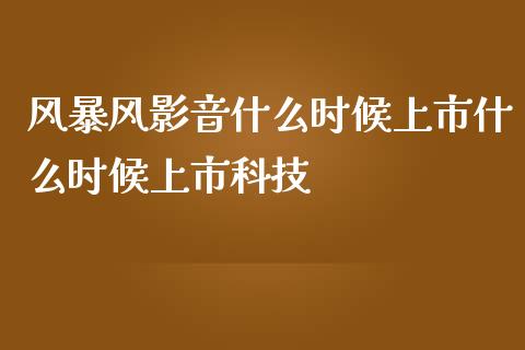 风暴风影音什么时候上市什么时候上市科技_https://m.letulww.com_股指期货交易时间_第1张