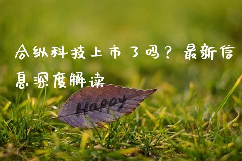 合纵科技上市了吗？最新信息深度解读_https://m.letulww.com_期货交易策略_第1张