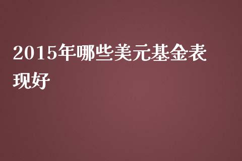 2015年哪些美元基金表现好_https://m.letulww.com_股指期货交易时间_第1张