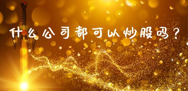 什么公司都可以炒股吗？_https://m.letulww.com_期货交易策略_第1张