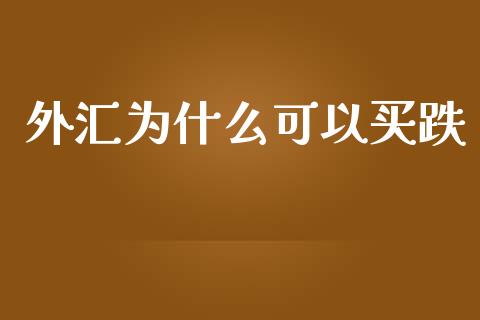 外汇为什么可以买跌_https://m.letulww.com_期货交易软件_第1张