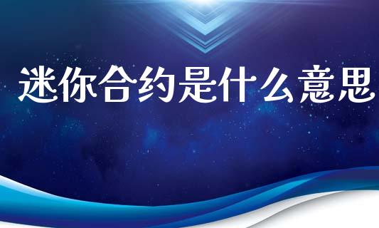 迷你合约是什么意思_https://m.letulww.com_期货开户保证金_第1张