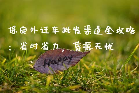 保定外迁车批发渠道全攻略：省时省力，货源无忧_https://m.letulww.com_期货交易软件_第1张