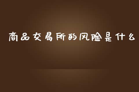商品交易所的风险是什么_https://m.letulww.com_期货交易策略_第1张