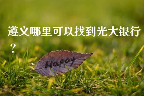 遵义哪里可以找到光大银行？_https://m.letulww.com_期货交易策略_第1张